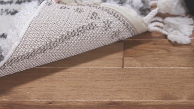Ivory and Beige Moroccan Fringe Shag Runner Rug