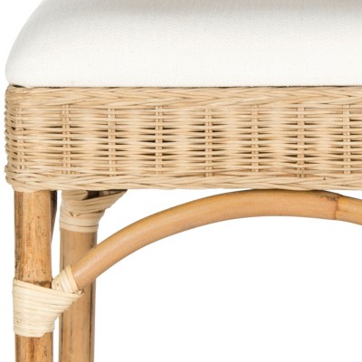 Natural Rattan and Bamboo Boho Bar Stool with Cushion