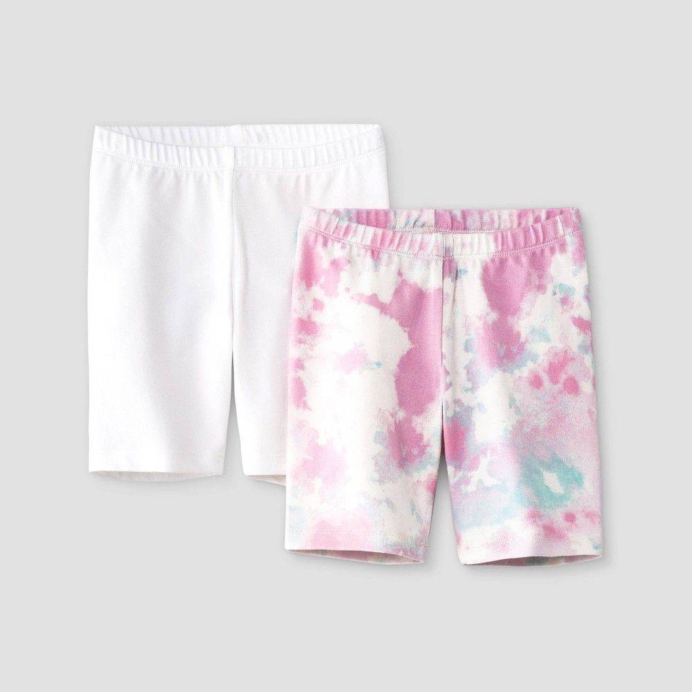 Size 5T Toddler Girls' 2pk Tie-Dye Bike Shorts - Cat & Jack™ White