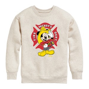 Boys' - Disney - Firefighter Mickey Graphic Long Sleeve Fleece Sweatshirt - 1 of 4