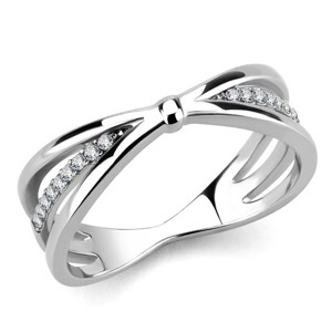 Slickblue Polished Stainless Steel Ring for Women with Clear CZ - Cross Design, Elegant Jewelry, Size 5-10 - 1 of 4