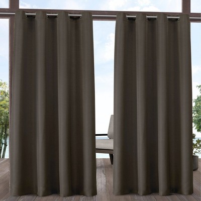 Set of 2 120"x54" Solid Cabana Grommet Top Light Filtering Curtain Panels Chocolate - Exclusive Home