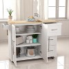 Kitchen Island Cart with Drop-Leaf Solid Wood Tabletop, Storage Cabinet, 3 Drawers, Spice Rack, Towel Holder,Kitchen Cart, Kitchen Cabinets - 3 of 4
