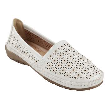Cools 21 Ginger White 41 Perforated Memory Foam Leather Flats : Target