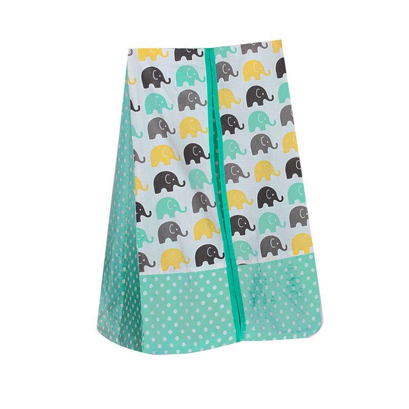 Bacati - Elephants Mint/Yellow/Gray 4 pc Crib Bedding Set with Diaper Caddy, 5 of 10