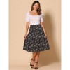 Allegra K Women's Chiffon Summer Vintage Floral Print A-Line Midi Skirts - 3 of 4