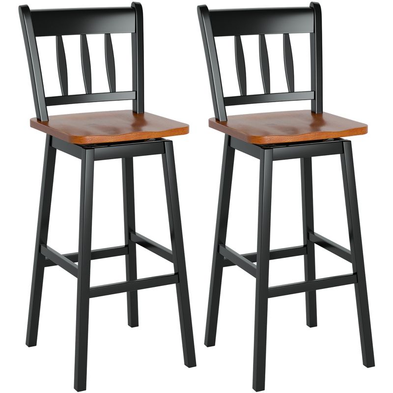 Costway Set of 2 Swivel Bar Stools 30.5'' Pub Height Dining Bar Chairs Cream, 1 of 9