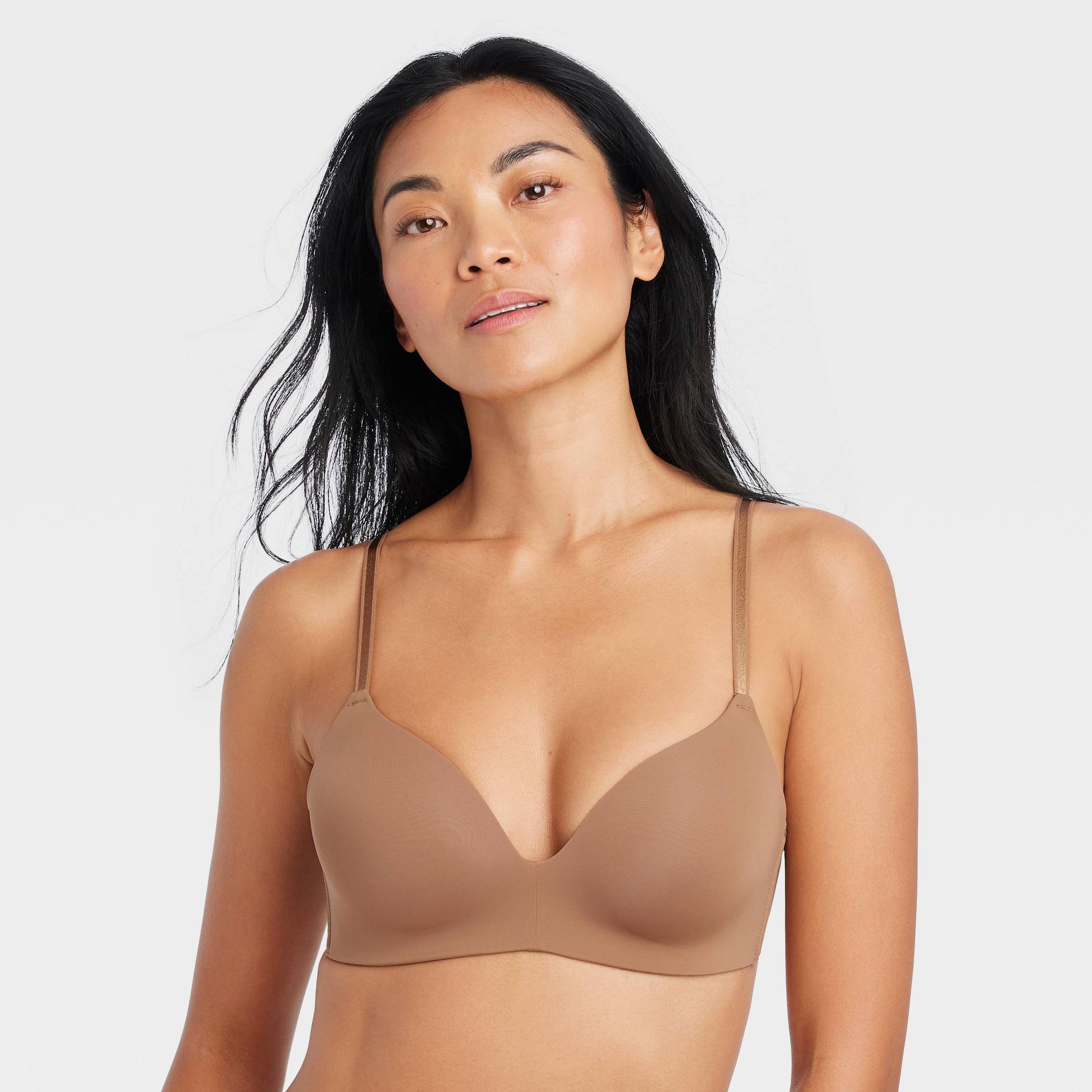 Women's Lightly Lined Wirefree Bra - Auden™ Brown 32B: Medium Support, Adjustable Straps