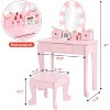 Kids Vanity Desk with Mirror and Lights,Toddler Vanity Table & Stool Set with Lighted Mirror, Girls Makeup Playset for Bedroom - 2 of 4