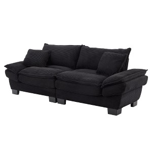 NicBex Upholstered Loveseat Couch Modern Corduroy Fabric Sofa Couch with Deep Seat and 2 Pillows for Living Room,Apartment,Black - 1 of 4