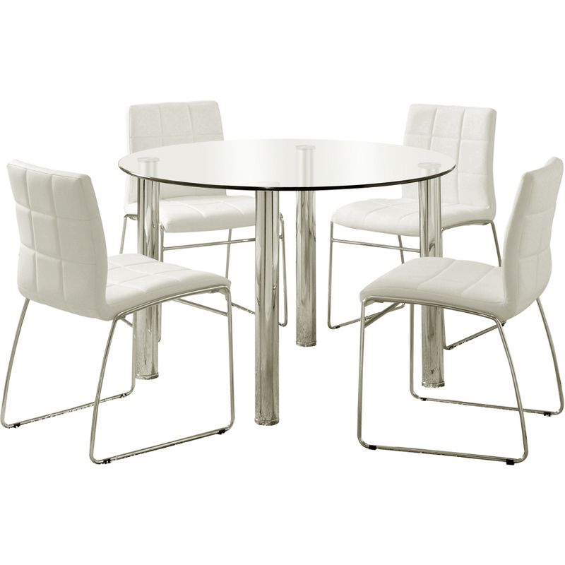 Aneston&#160;Glass Top Chrome Leg Round Dining Table Chrome - HOMES: Inside + Out, 3 of 4