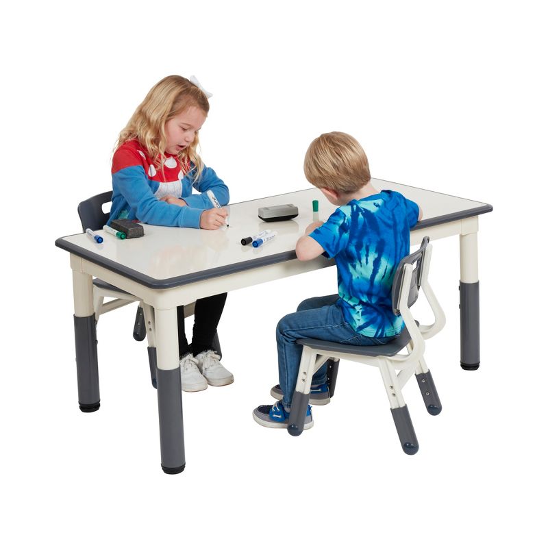 ECR4Kids Rectangle Dry-Erase Activity Table with 2 Adjustable Chairs, 3-Piece, 4 of 9