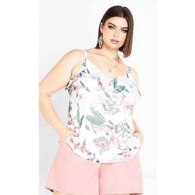 Women's Plus Size Nicole Print Cami - ivory | CITY CHIC