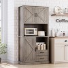 Modern Kitchen Pantry Cabinet with Microwave Stand, Tall Kitchen Hutch with Drawers & Adjustable Shelves - 2 of 4