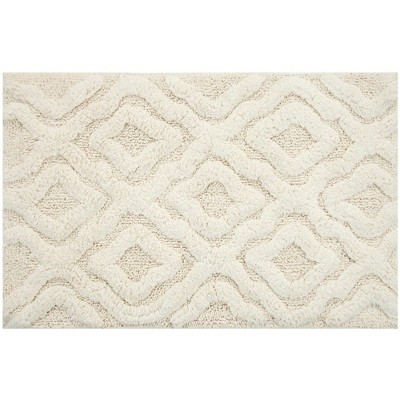 Link Bath Rug 220 GSF Soft Plush Cotton Non Skid Back Ivory By Knightsbridge
