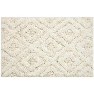 Link Bath Rug 220 GSF Soft Plush Cotton Non Skid Back Ivory By Knightsbridge - 1 of 4