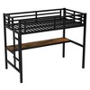 Twin XL/Full Metal Loft Bed with Power Outlet & LED Lights, Space-Saving Desk & Noise-Reduced Design, Black - CPC Certified - ModernLuxe - 4 of 4