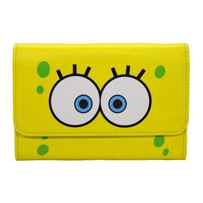 Nickelodeon Wallet, Foldover, SpongeBob SquarePants Eyes Close Up, Yellow, Vegan Leather