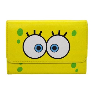 Nickelodeon Wallet, Foldover, SpongeBob SquarePants Eyes Close Up, Yellow, Vegan Leather - 1 of 4