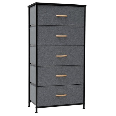 Crestlive Products Vertical Large Dresser Widen and enlarge Storage Tower with Sturdy Steel Frame Wood Top Easy Pull Fabric Bins