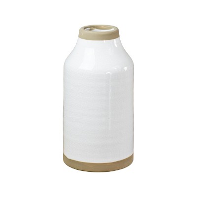 VIP Ceramic 8 in. White Vase with Taper