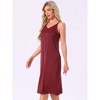 INSPIRE CHIC Women's Sleepdress Satin Sleeveless Double Spaghetti Strap Criss Cross Back V Neck Midi Lounge Nightgown - 4 of 4