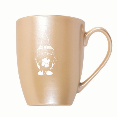 Elanze Designs Gnome With Dot Pattern On Hat 10 ounce New Bone China Coffee Tea Cup Mug, Pearlescent Sand