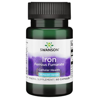 Swanson Iron Ferrous Fumarate 18 mg 60 Capsules.