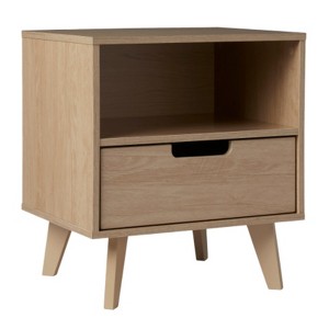 TIRAMISUBEST Mid-Century 2-Drawer Nightstand with Tray Top-Solid Pine, Caramel Finish - 1 of 4