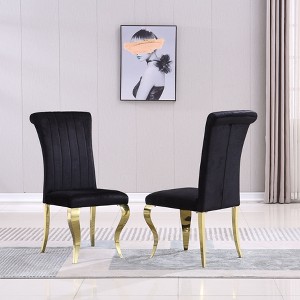 NicBex 2pc Dining Chair Upholstered Dining Room Furniture Side Chair with High Backfrest & Silver Metal Legs - 1 of 4