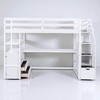 Twin Loft Bed with Desk, Shelves, Drawers, and Storage Staircase, Solid Wood Frame in White, Space-Saving Kids Bed - 4 of 4