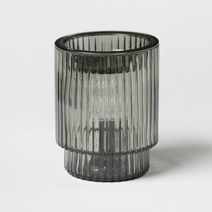 Smoked Ribbed Glass Wax Warmer - Threshold™: Electric Scented Wax Melter, Incandescent Light Bulb - 1 of 3