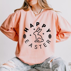 Simply Sage Market Happy Easter Eggs Lightweight Garment Dyed Sweatshirt - 1 of 4