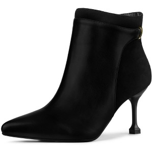 Allegra K Women's Pointed Toe Side Zip Stiletto Heel Ankle Boots - 1 of 4
