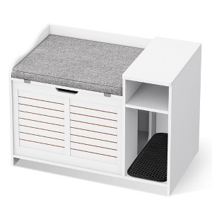 Cat Litter Box Furniture, Hidden Litter Box Enclosure - Top Opening with Cushion Modern Privacy Cat House Nightstand for Cats - 1 of 4
