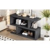 NicBex Console Table with Symmetrical Open Shelves,Entryway Table with Round Cable Holes,Modern Couch Table for Living Room,Black - 2 of 4