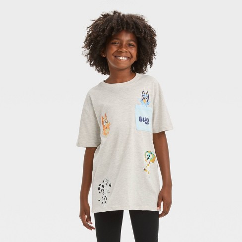 Girls' Bluey Elevated Short Sleeve Graphic T-shirt With Pocket - Beige ...