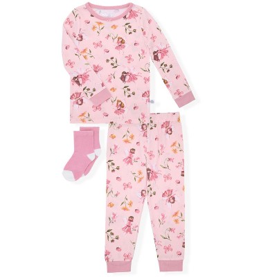 Sleep On It Infant & Toddler Girls 2-Piece Super Soft Jersey Snug-Fit Pajama Set with Matching Socks -  Ballerina , 4T