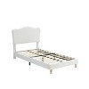 Twin Size Bed Frame for Kids with Scallop Headboard, Cute Velvet Twin Bed for Girls, Boys, Sturdy Platform Bed - 3 of 4