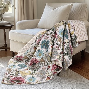 Angelica Off-White Quilted Throw - Levtex Home - 1 of 4