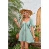 Coolmee Women's Summer Dress Deep V Neck Flared Sleeve Elegant Bow Flowy Casual Holiday Mini Dress - 2 of 4