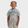 Grayson Mini Toddler Boys' Tiger Short Sleeve Hoodie T-Shirt/Shorts Set - Gray - 3 of 4