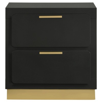Black and Gold 2-Drawer Modern Nightstand