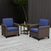 EAGLE PEAK Ocean Vista 3 Piece Outdoor Wicker Bistro Set, Variated Wicker Conversation Dining Chair Set with Side Table - 2 of 4