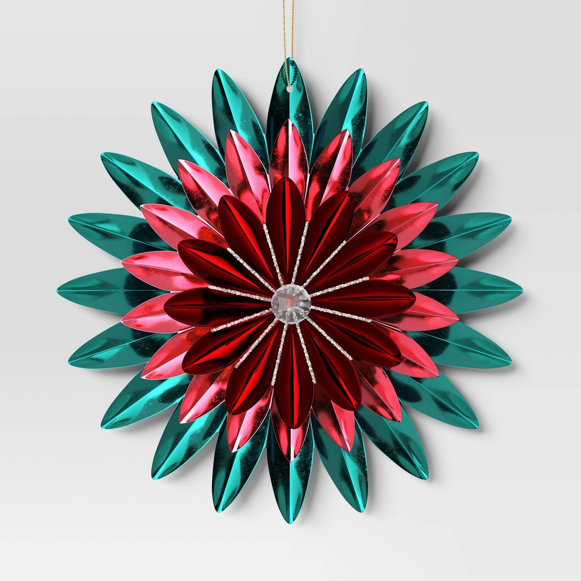 Christmas Foil Flower Ornament Green Ornament - Wondershop™