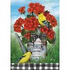 Geranium Watering Can Summer House Flag Goldfinches Birds 28" x 40" Briarwood Lane - 3 of 4