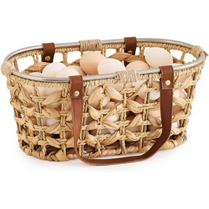 Farmhouse Egg Basket, Handmade Wicker Hyacinth Egg Collecting Basket with Handle for Fresh Eggs - 1 of 4