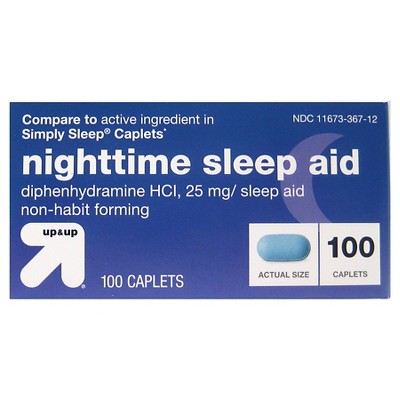 Diphenhydramine HCl Nighttime Sleep Aid Caplets - 100ct - up & up™