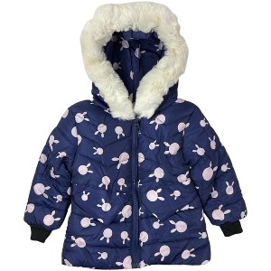 Yoki Toddler Girls' Faux Fur Trim Hooded Puffer Coats - 1 of 3