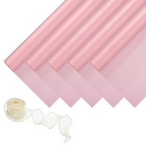Unique Bargains Decorative Elegant Waterproof Matte Gift Wrap Paper with Ribbon 1 Set - 1 of 4